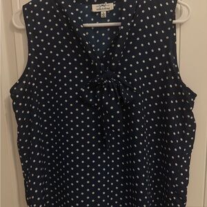 Navy and White Polka Dot Blouse